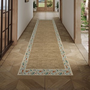 COZONY Modern Floral Washable Area Rug - Non-Slip Non-Shedding Soft Low Pile Carpet, Lightweight Throw Rug for Bedroom Living Room - 1 of 4