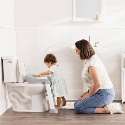 Gray and White Adjustable Toddler Potty Seat with Steps