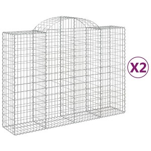 vidaXL Gabion Basket 2 Pcs - Outdoor Garden Arched Decor Barrier - Galvanized Iron - 78.7"x19.7"x63" - 1 of 4