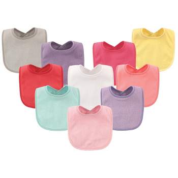 Hudson Baby Infant Girl Drooler Bib with Waterproof Lining 10pk, Pink, One Size