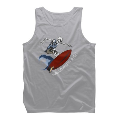 Men's Design By Humans Halloween Surfing Zombie Skeleton Funny Costume t shirt By graceandfinn Tank Top