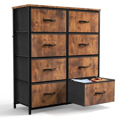 CENGHU Chest of Drawers Tall Dresser, Closet Organizer and Storage with 8 Fabric Drawers Metal Frame and Wooden Top, Ajustable Feet