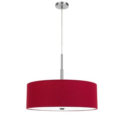 24" Lonoke Pendant Fixture with Hardback Linen Drum with Shade Red - Cal Lighting