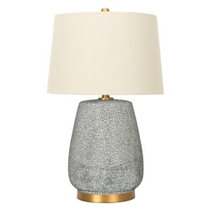 Storied Home Textured Stoneware Table Lamp with Gold Accents and Linen Shade: ETL Listed, Ceramic Body - 1 of 4