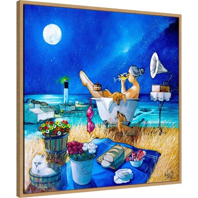 Serene Coastal Night Lithograph Canvas Art Print, 30 x 30