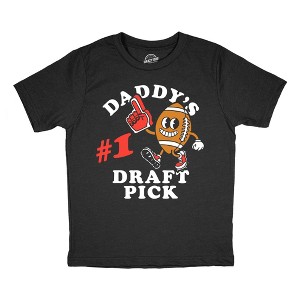 Youth Funny T Shirts Daddys Number 1 Draft Pick Sarcastic Football Graphic Novelty Tee For Kids - Crazy Dog Youth T Shirt For Football Season - 1 of 4
