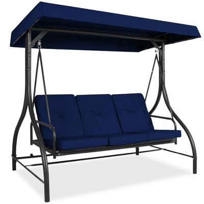 Best Choice Products 3-Seat Outdoor Converting Canopy Swing Glider Patio Hammock w/ Removable Cushions