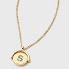 14K Gold Dipped Crystal and Mother of Pearl Circle Spinner Initial Necklace - A New Day™ - 4 of 4