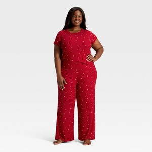 Women's Pointelle Short Sleeve Shirt and Pants Pajama Set - Auden™ - 1 of 3