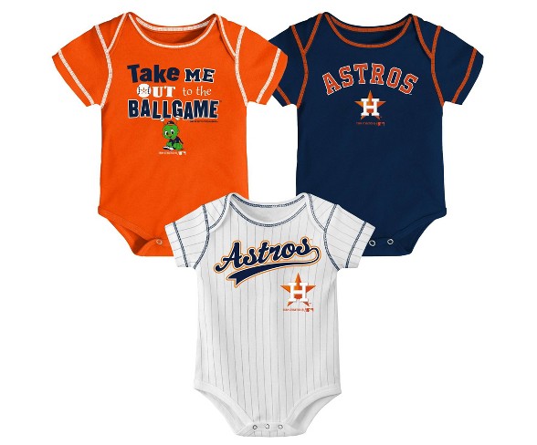 Houston Astros Boys' 3pk Bodysuit Set - 0-3M