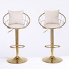APRILSOUL Velvet Swivel Bar Chairs, Set of 2, Pure Gold Base, Adjustable Height, 360° Rotation, Dining and Bar Use - 3 of 4