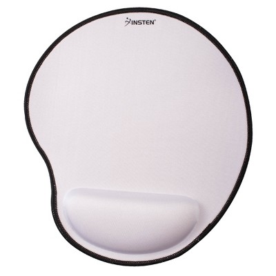 Insten Mouse Pad with Wrist Support Rest, Stitched Edge Mat, Ergonomic Support, Pain Relief Memory Foam, Arc, White, 10.5 x 9 inches