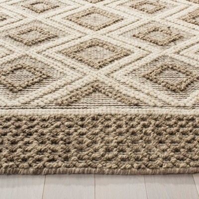 Beige and Ivory Hand-Knotted Wool Runner Rug