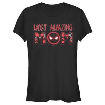 Juniors Womens Marvel Most Amazing Mom Spider-Man Badge T-Shirt