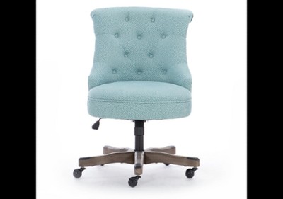 Sinclair Light Gray Swivel Executive Office Chair with Wood Base