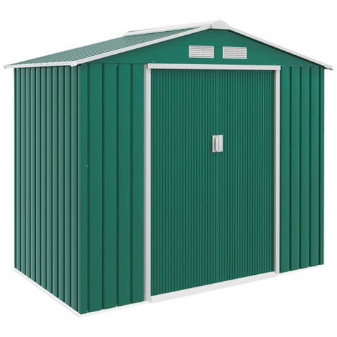 Outsunny 7' X 4' Metal Storage Shed Organizer, Garden Tool House With 4 ...