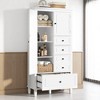 Tall Storage Cabinet with 4 Drawers and Adjustable Shelves, Freestanding Solid Wood & MDF Cabinet with Doors, Anti-Tip Device - 3 of 4