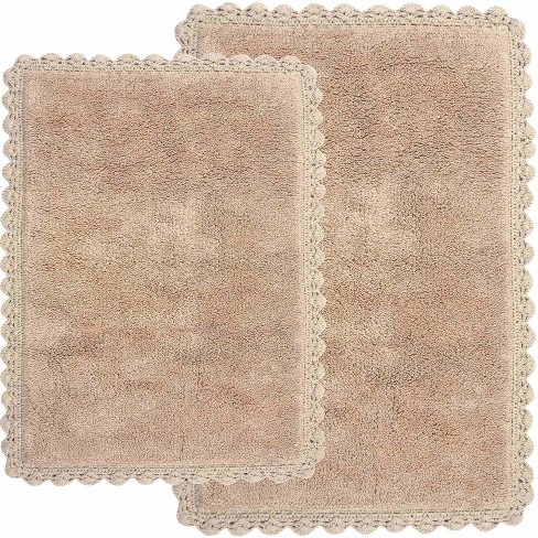 2pc Solid Crochet Bath Rug Set Linen - Chesapeake : Target