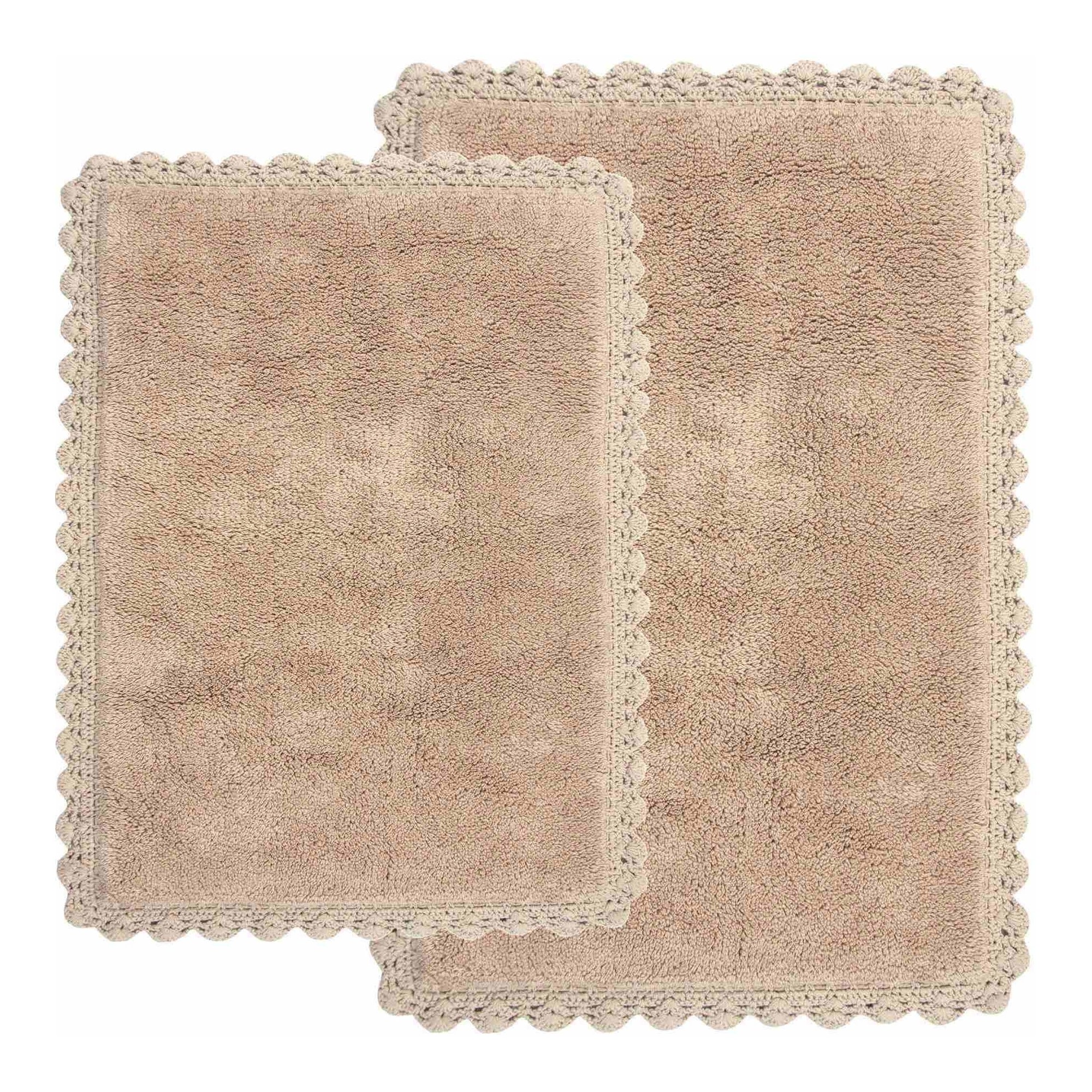 2pc Solid Crochet Bath Rug Set Linen - Chesapeake
