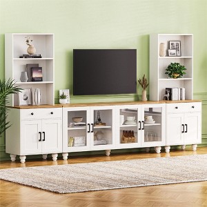 Sapphtopaz Farmhouse TV Stand for TVs Up to 70" with Adjustable Shelves Entertainment Center with Solid Wood Legs TV Stands for Living Room - 1 of 4
