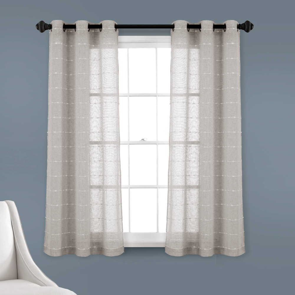 Photos - Curtains & Drapes Set of 2  Farmhouse Textured Grommet Sheer Window Curtain Panels(63"x38")