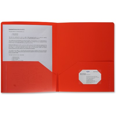 Business Source Poly Portfolio 2 Pocket LTR .3mil Red 20881