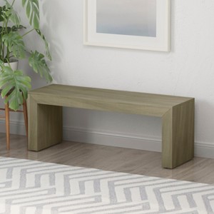 Acacia Wood Bench, Light Gray - 1 of 4