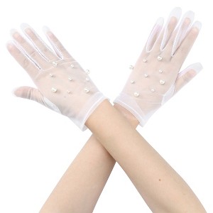 INSPIRE CHIC Women's Pearl Lace Full Finger for Bridge Wedding Party Dating Prom Dress Gloves 1 Pair - 1 of 4
