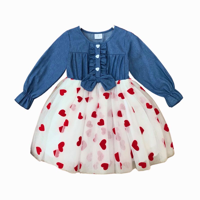 Girls Queen of Hearts Chambray Tutu Dress - Mia Belle Girls, 2 of 7