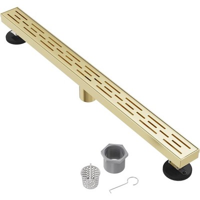36-Inch Gold Stainless Steel Linear Shower Drain with Hair Strainer