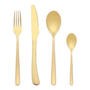 REGALWOVEN Stainless Steel  Mirror Polished Flatware Silverware Set with Serving Utensils 4 Piece - 1 of 4