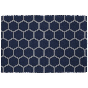 2'x3' Colorstar Honeycomb Indoor Door Mat Blue/Gray - Bungalow Flooring: Washable, Stain & Skid-Resistant, Low Pile - 1 of 3
