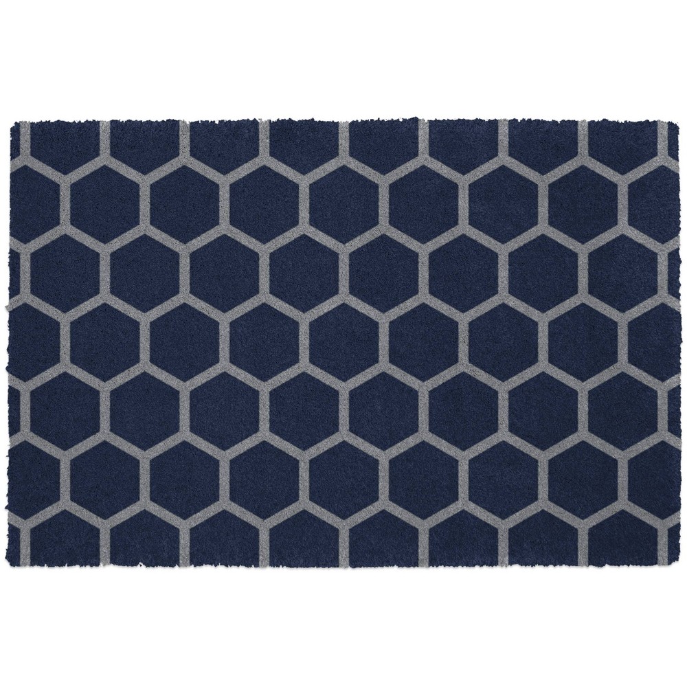 Photos - Doormat Bungalow Flooring 2'x3' Colorstar Honeycomb Indoor Door Mat Blue/Gray  