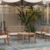 LuxenHome Natural Solid Wood 35.4-Inch Round Outdoor Coffee Table Brown - 3 of 4