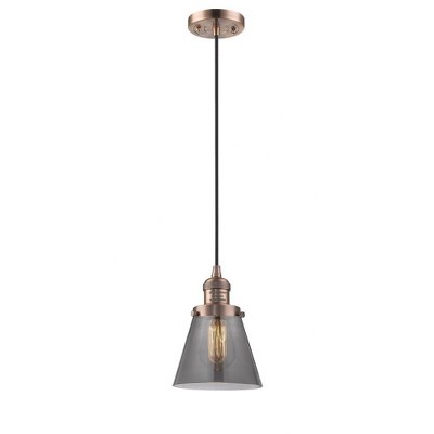 Cone - 1 Light Cord Hung Mini Pendant In Industrial Style-8 Inches Tall and 6 Inches Wide
