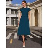 INSPIRE CHIC Women's Mock Neck Cap Sleeve Belted A-Line Midi Pleated Dresses - 2 of 4