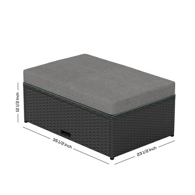 WestinTrends 2 Piece Outdoor Patio Modern Sectional Sofa Set with Storage Ottoman, Black/Gray