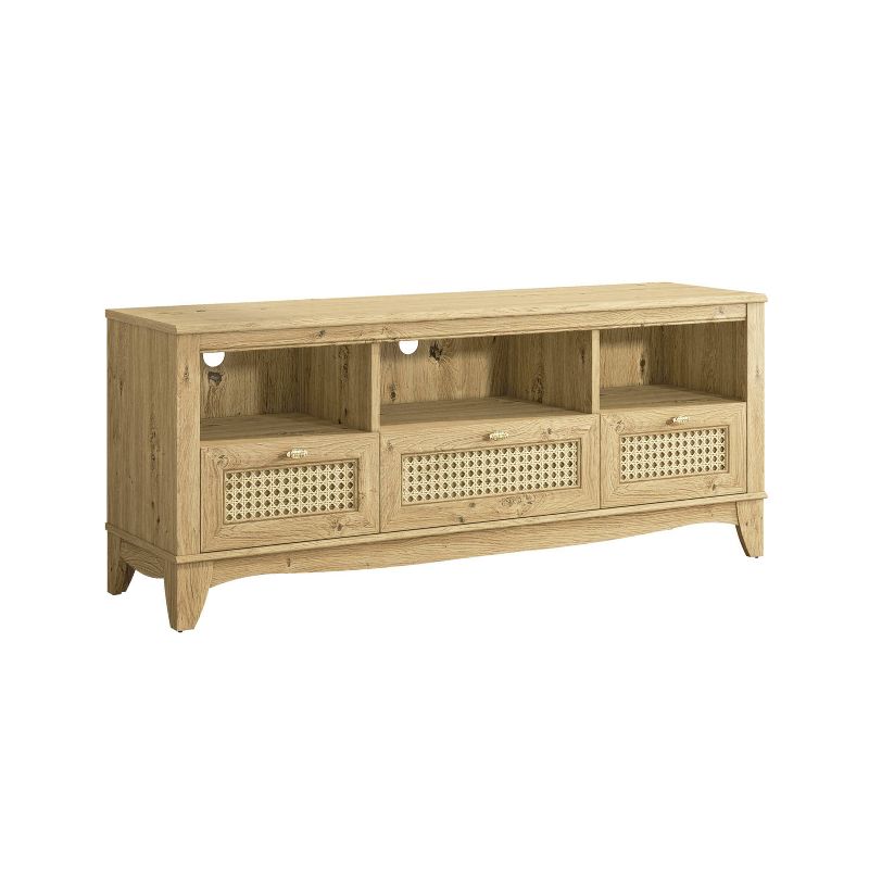 55" Traditional Natural Wood TV Stand for TVs up to 60" with Drawer - Home Essentials, 4 of 10