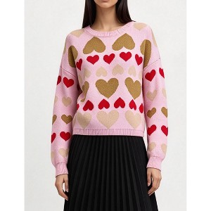 YESFASHION Women's Pullover Sweater Long Sleeve Crew Neck All Over ...