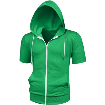 men's short sleeve zip up hoodie