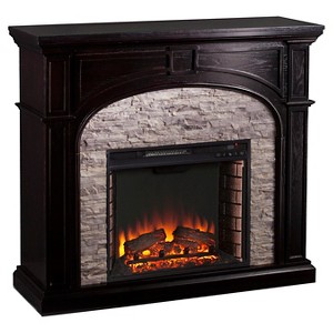 Southern Enterprises Decorative Fireplace Black with shades of Gray faux stone: Electric Heater & Media Console - 1 of 3