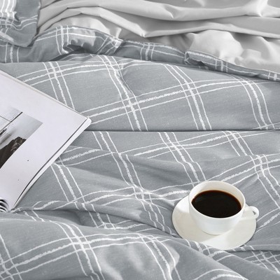 Swift Home 7PC Lightweight Reversible Printed Windowpane Bed in A Bag Comforter Bedding Set with Matching Sheets - Queen — фото 7
