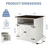 Vipbear End Table with Charging Station 24"Large Sofa Side Table with Barn Door, Rustic Wood Bedside Table with Adjustable Storage Shelf for Bedroom - 3 of 4
