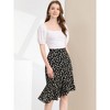 Allegra K Women's Print Elegant High Waist Mermaid Asymmetrical Ruffle Summer Skirt - 4 of 4