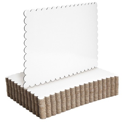Sparkle and Bash 25 Pack White Foil Cake Boards, Scalloped Rectangle Dessert Base (14" x 10")