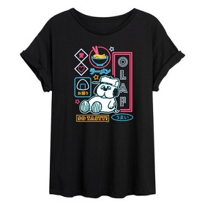 Women's - Peanuts - Neon Olaf Oversized Graphic T-Shirt - 1 of 4