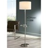 360 Lighting Caper Modern Floor Lamp with Tray Table 60 1/2" Tall Brushed Nickel USB and AC Power Outlet Off White Fabric Drum Shade for Living Room - 2 of 4