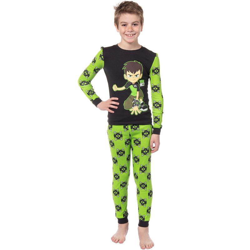 Ben 10 Boys' Cartoon Omnitrix Tossed Print Character Tight Fit Pajama Set Multicolored, 3 of 6