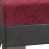 HomeRoots 52" Burgundy Black and Brown Faux Leather And Microfiber Tufted Storage Ottoman - 4 of 4