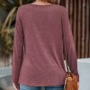 Women's Slub Knit Long Sleeve Henley Tee Top -Cupshe - 3 of 4